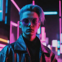 An unorthodox yet trendy profile picture composed of neon cyberpunk aesthetics infused with pop culture elements.