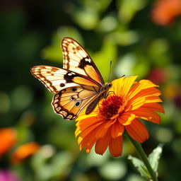 A stunningly detailed butterfly perched delicately on a vibrant flower