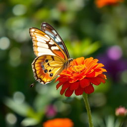 A stunningly detailed butterfly perched delicately on a vibrant flower