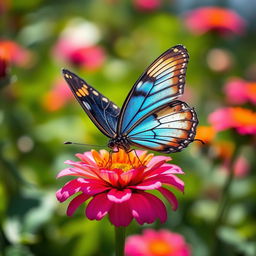 A stunningly detailed butterfly perched delicately on a vibrant flower