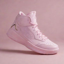 Innovative and never-before-seen light pink Jordan-style sneakers designed specifically to be worn by the super-feminine 'Angelica Arrows' basketball team.