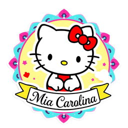 A colorful and playful school sticker featuring Hello Kitty, the iconic white cat with a red bow, styled in her classic look