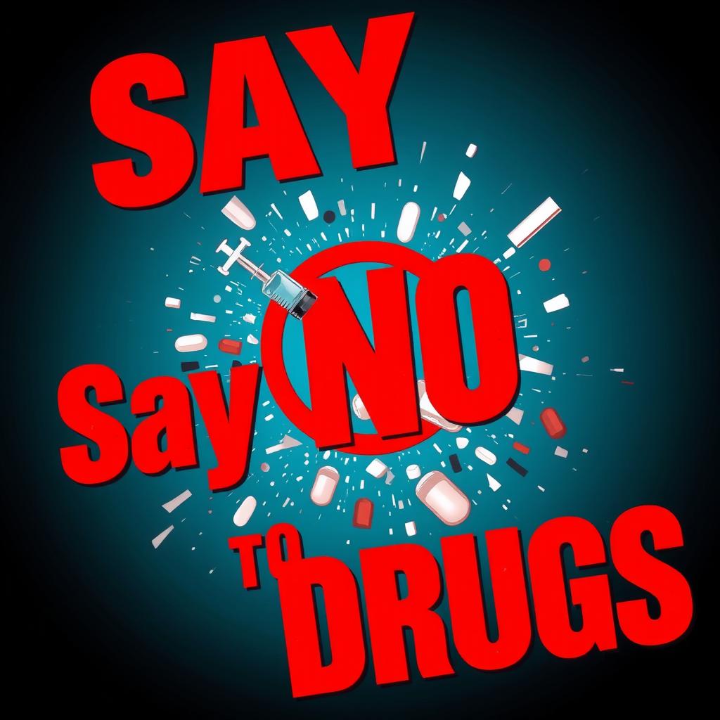 Vibrant and bold poster with a strong message against drug use