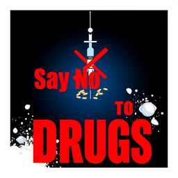 Vibrant and bold poster with a strong message against drug use