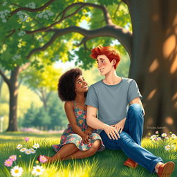 Book cover illustration in 2D featuring a teenage couple