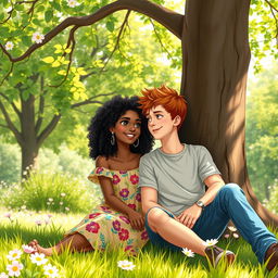 Book cover illustration in 2D featuring a teenage couple