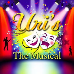 A vibrant and colorful poster presenting "Uri's: The Musical"