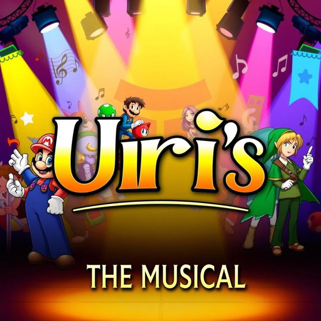 A vibrant and colorful poster presenting "Uri's: The Musical" with a playful twist