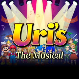 A vibrant and colorful poster presenting "Uri's: The Musical" with a playful twist