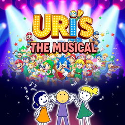 A lively and enchanting poster for "Uri's: The Musical", showcasing a spectacular blend of video game nostalgia and theatrical magic