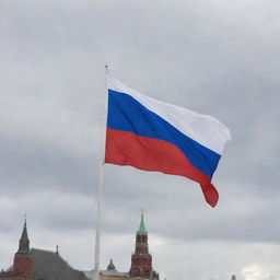 Russian flag fluttering in the breeze on Red Square