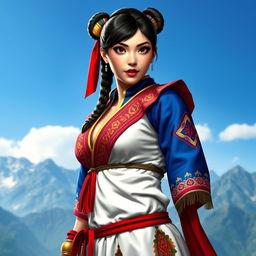 Chun-Li from Street Fighter reimagined with a Chilean cultural theme