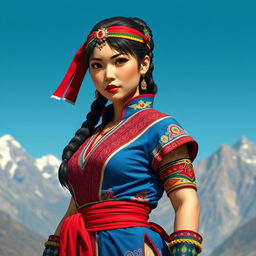 Chun-Li from Street Fighter reimagined with a Chilean cultural theme