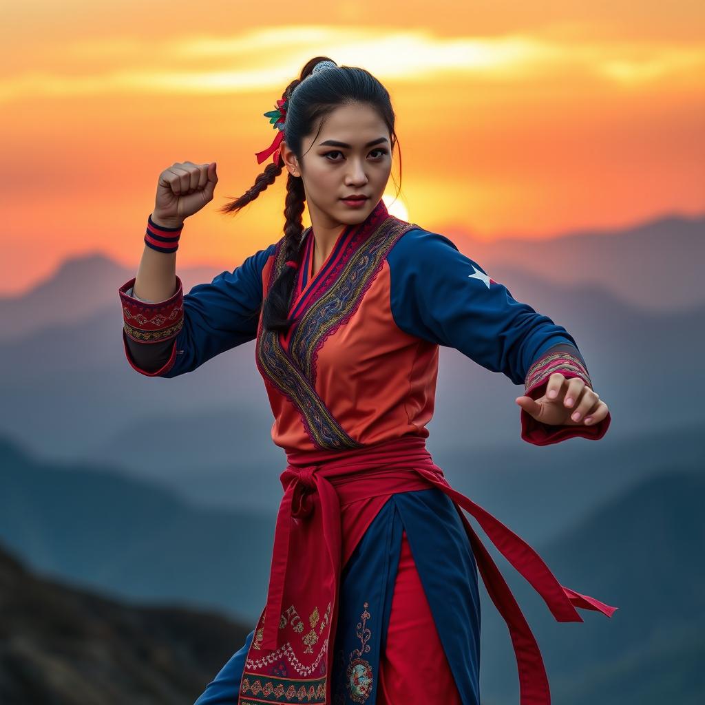 Chun Li depicted as a Chilean, wearing traditional Chilean attire with elements of her iconic costume