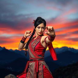 Chun Li depicted as a Chilean, wearing traditional Chilean attire with elements of her iconic costume