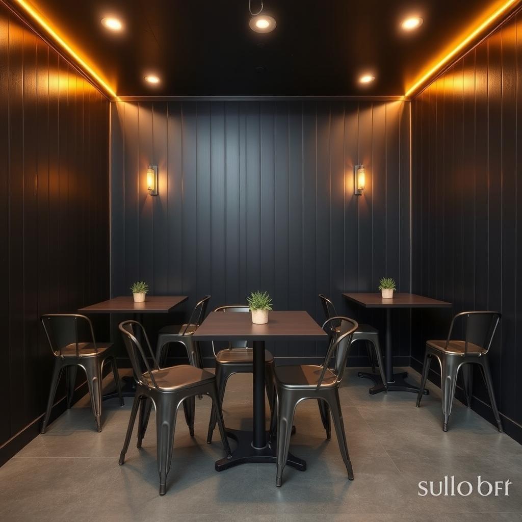 A medium-sized restobar interior designed with a focus on ultra-economy and minimalism