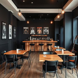 A rock-themed minimalist restobar interior with a rustic touch