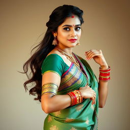 A captivating image of an Indian woman in traditional dress, embodying elegance and beauty