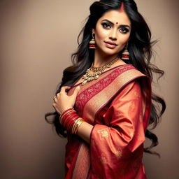 A captivating image of an Indian woman in traditional dress, embodying elegance and beauty