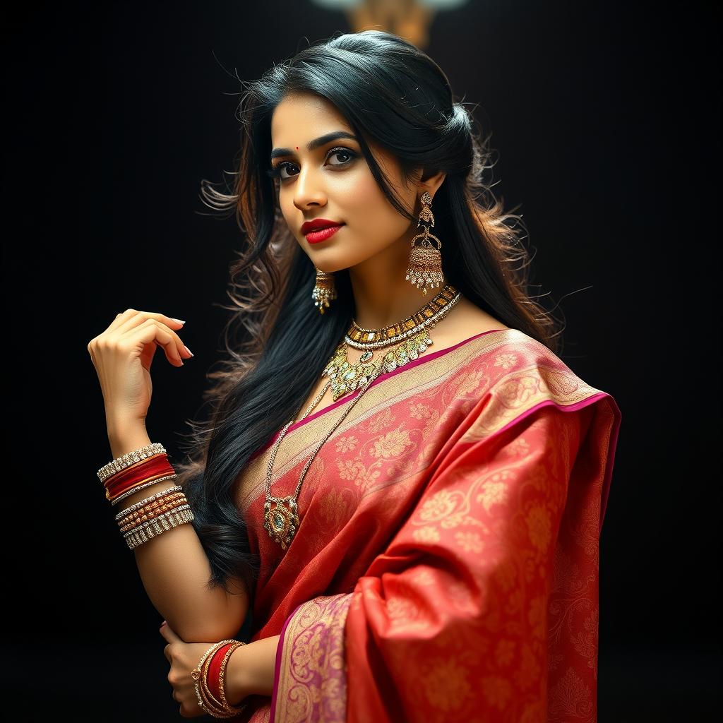 A captivating image of an Indian woman in traditional dress, embodying elegance and beauty