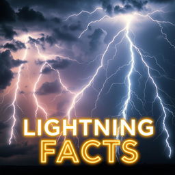 A dynamic image featuring the bold text 'Lightning Facts' at the forefront, set against a dramatic sky filled with vibrant, electrifying lightning bolts