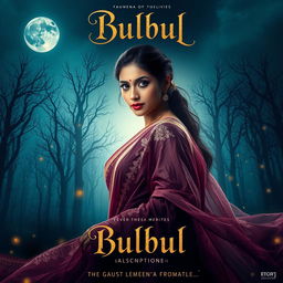 A captivating movie poster for the film "Bulbul", featuring an enigmatic and mystical atmosphere