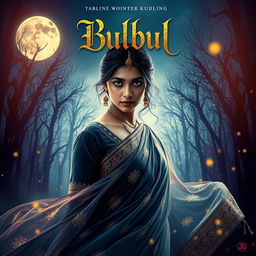 A captivating movie poster for the film "Bulbul", featuring an enigmatic and mystical atmosphere