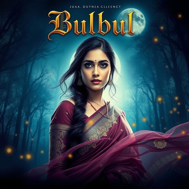 A captivating movie poster for the film "Bulbul", featuring an enigmatic and mystical atmosphere