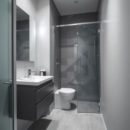 A small contemporary bathroom featuring sleek, minimalistic design elements