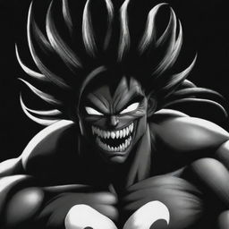 Goku from Dragon Ball Z blended with Marvel's Venom in a classic Manga style.