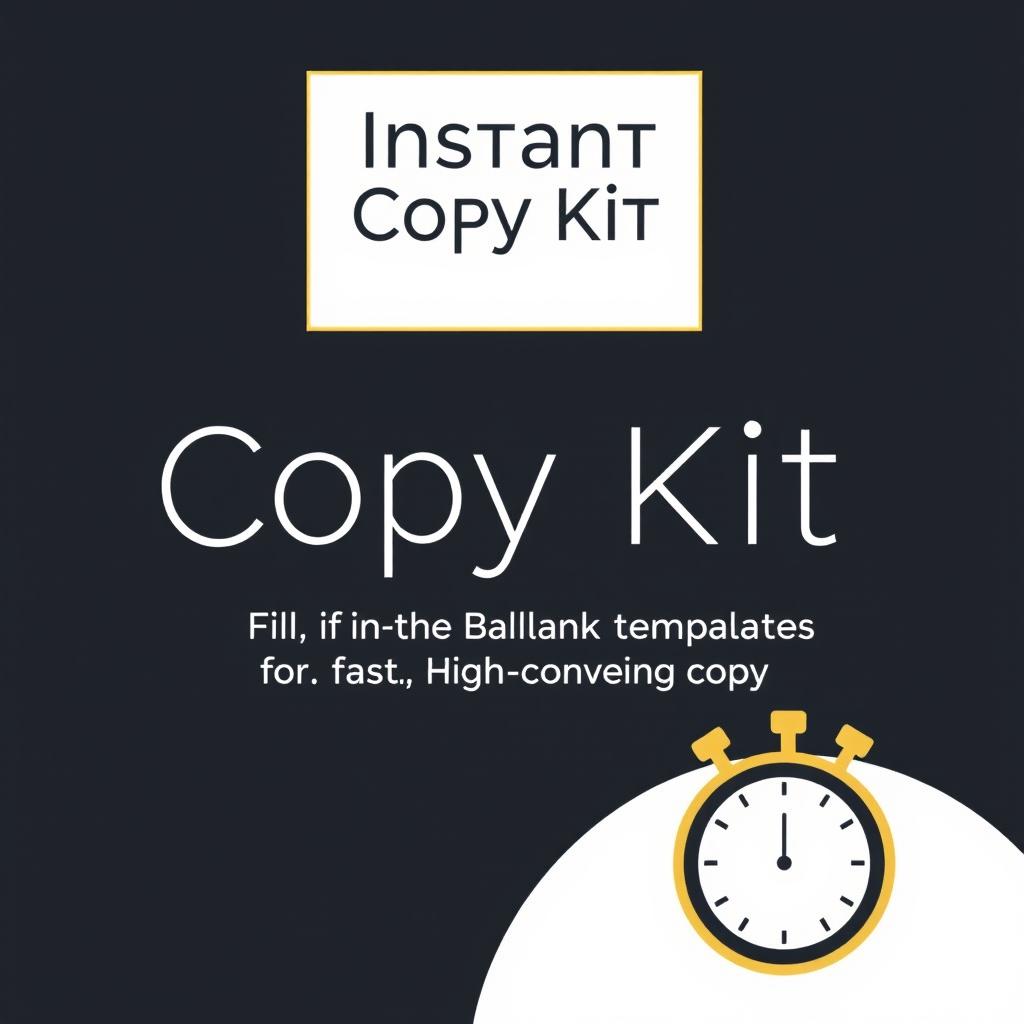 A clean, minimal design featuring a large, bold title "Instant Copy Kit" centrally positioned