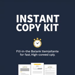 A clean, minimal design featuring a large, bold title "Instant Copy Kit" centrally positioned