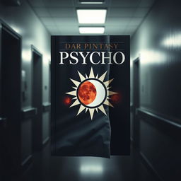 A dark fantasy book cover titled "The Psycho", featuring a striking sun and moon symbol prominently in the design