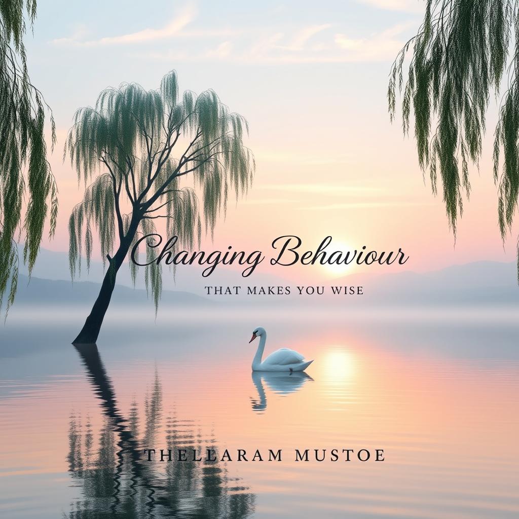 A tranquil and calming book cover design for the book titled 'Changing Behaviour: That Makes You Wise'