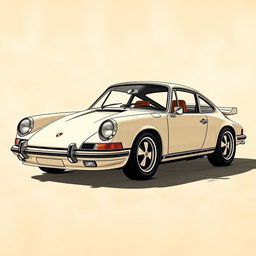 A classic Porsche 911 rendered in the artistic style of Leonardo da Vinci, showcasing detailed and intricate linework, with emphasis on shadow and light reminiscent of his sketches