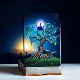 A captivating book cover design featuring silhouettes of a person or group facing a distant, radiant golden or bright white light on a midnight blue background, symbolizing the pursuit of enlightenment and civilization's improvement