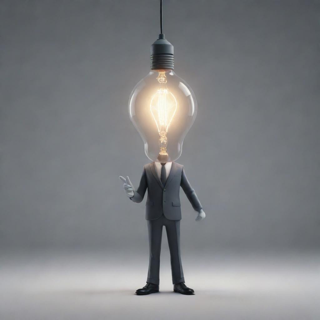 Generate an animated image of a distinct character, equipped with a glowing scale that balances clear, bright light bulbs, symbolizing correct ideas, and grey, dim ones, symbolizing incorrect ideas.