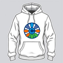 Create a detailed illustration of a hoodie featuring the HCIS logo prominently on the front