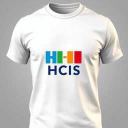 Design a stylish T-shirt featuring the HCIS logo prominently on the chest