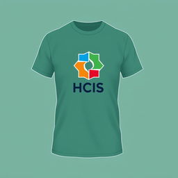 Design a stylish T-shirt featuring the HCIS logo prominently on the chest