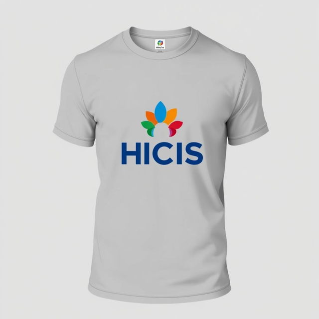 Design a stylish T-shirt featuring the HCIS logo prominently on the chest