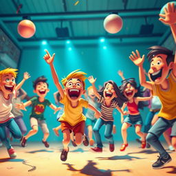 A playful and joyful atmosphere depicting animated and lively movement