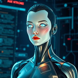 A human representation of AI, depicted as a futuristic and intelligent-looking individual, embodying the essence of artificial intelligence