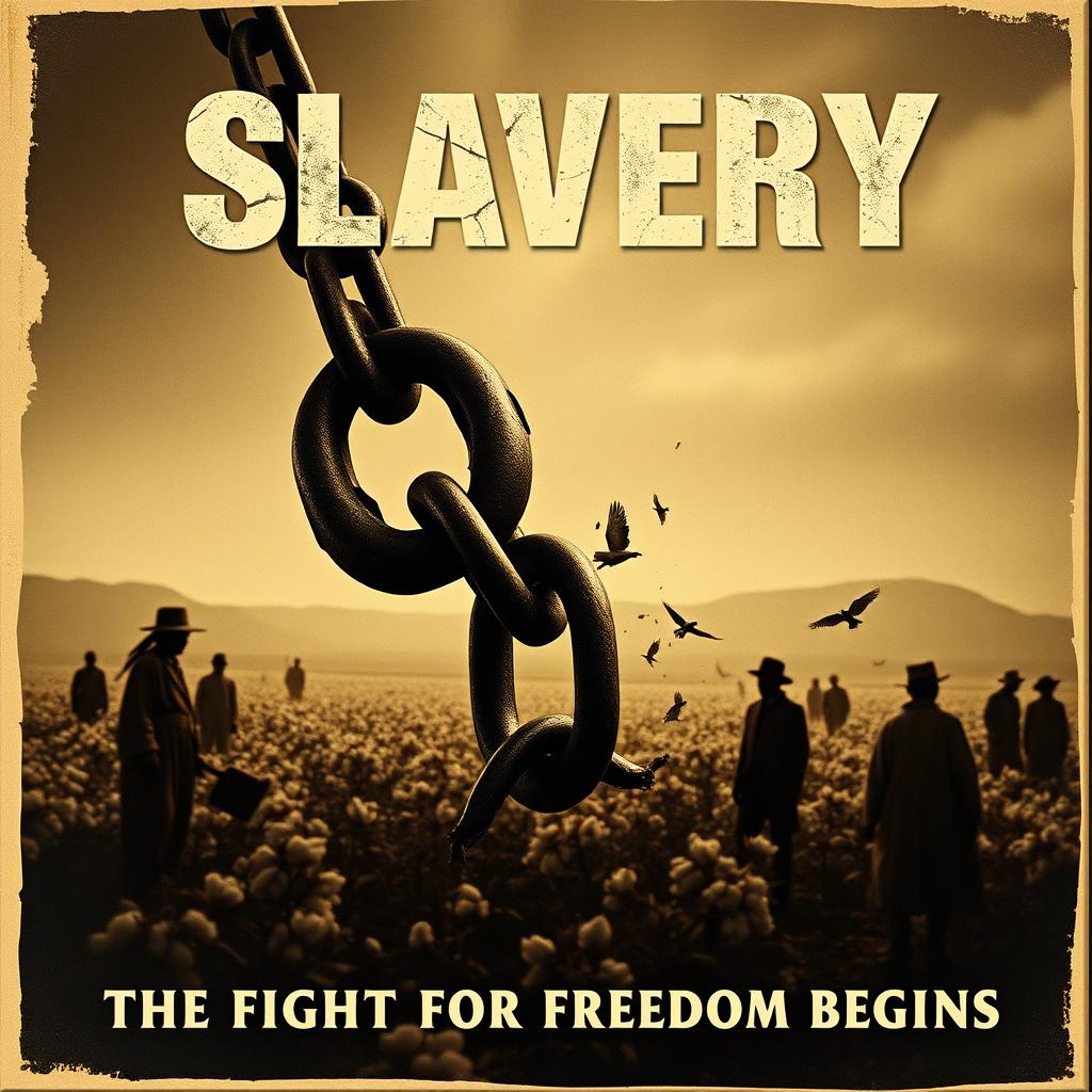 A powerful and thought-provoking movie poster depicting the theme of slavery