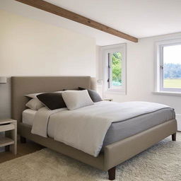 Modern and sophisticated bedroom design featuring crisp lines, minimalistic furniture, and neutral color palette