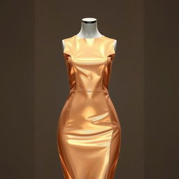 A futuristic hologram dress design featuring creamy brown hues, shimmering with a subtle iridescent effect