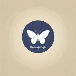 Design a logo for a cafe named 'Butterfly Cafe'. The logo should delicately incorporate a butterfly sipping nectar from a coffee cup, projecting an environment that is tranquil, calming, and highlights the essence of nature.