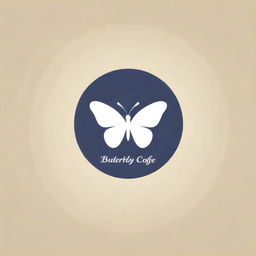 Design a logo for a cafe named 'Butterfly Cafe'. The logo should delicately incorporate a butterfly sipping nectar from a coffee cup, projecting an environment that is tranquil, calming, and highlights the essence of nature.