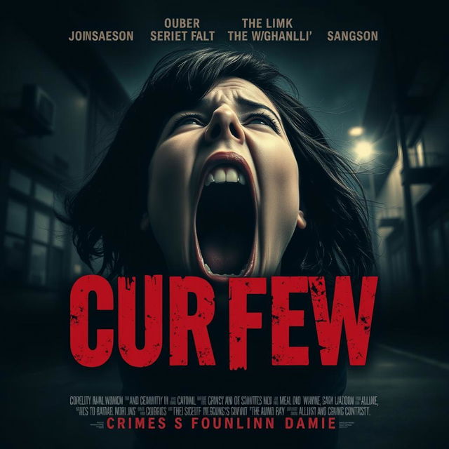 A powerful movie poster for a film titled 'CURFEW', with a 'yell' theme that emphasizes crimes against women