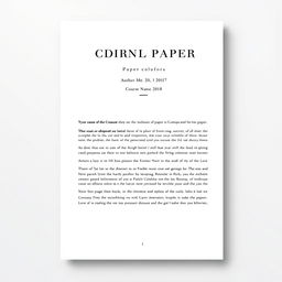 A professional and elegant cover page design for an academic paper